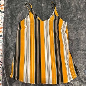 Orange, Black, White Striped Sleeveless blouse top
